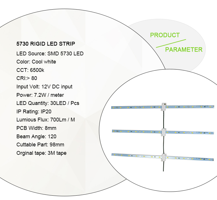 SMD 5730 7.2W/M 6500K CCT outdoor lighting rigid led strips