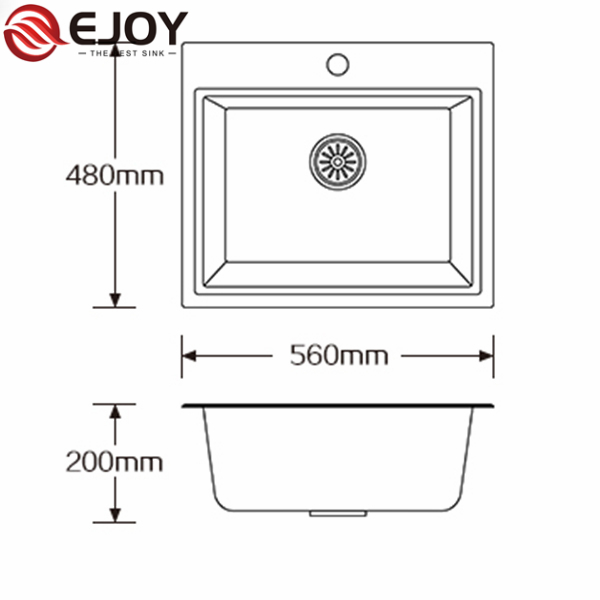 EJOY High Quality black quartz sink Customized quartz kitchen sinks