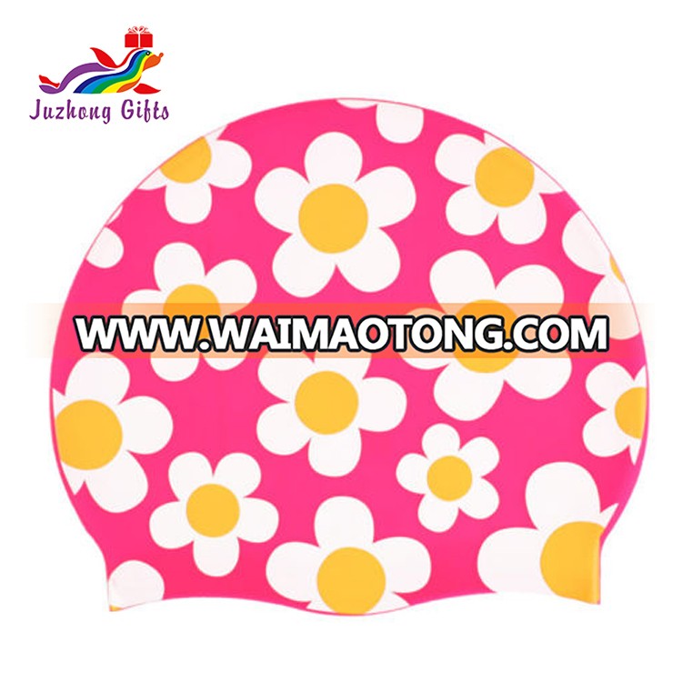 Low MOQ Adult custom printed logo silicone swim cap for water sport