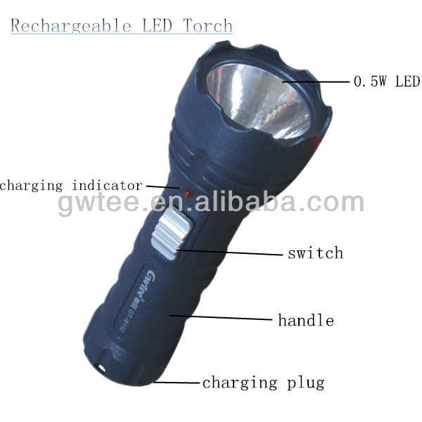 plastic small led torch light rechargeable powerful flashlight