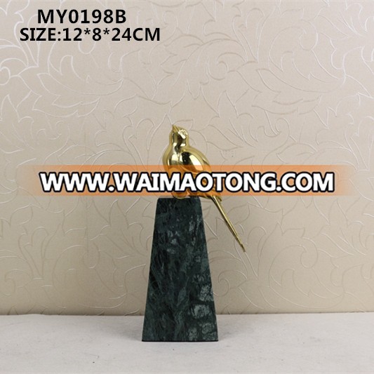 Brass animal bird statue figurines with marble base home accessories hotel restaurant decoration