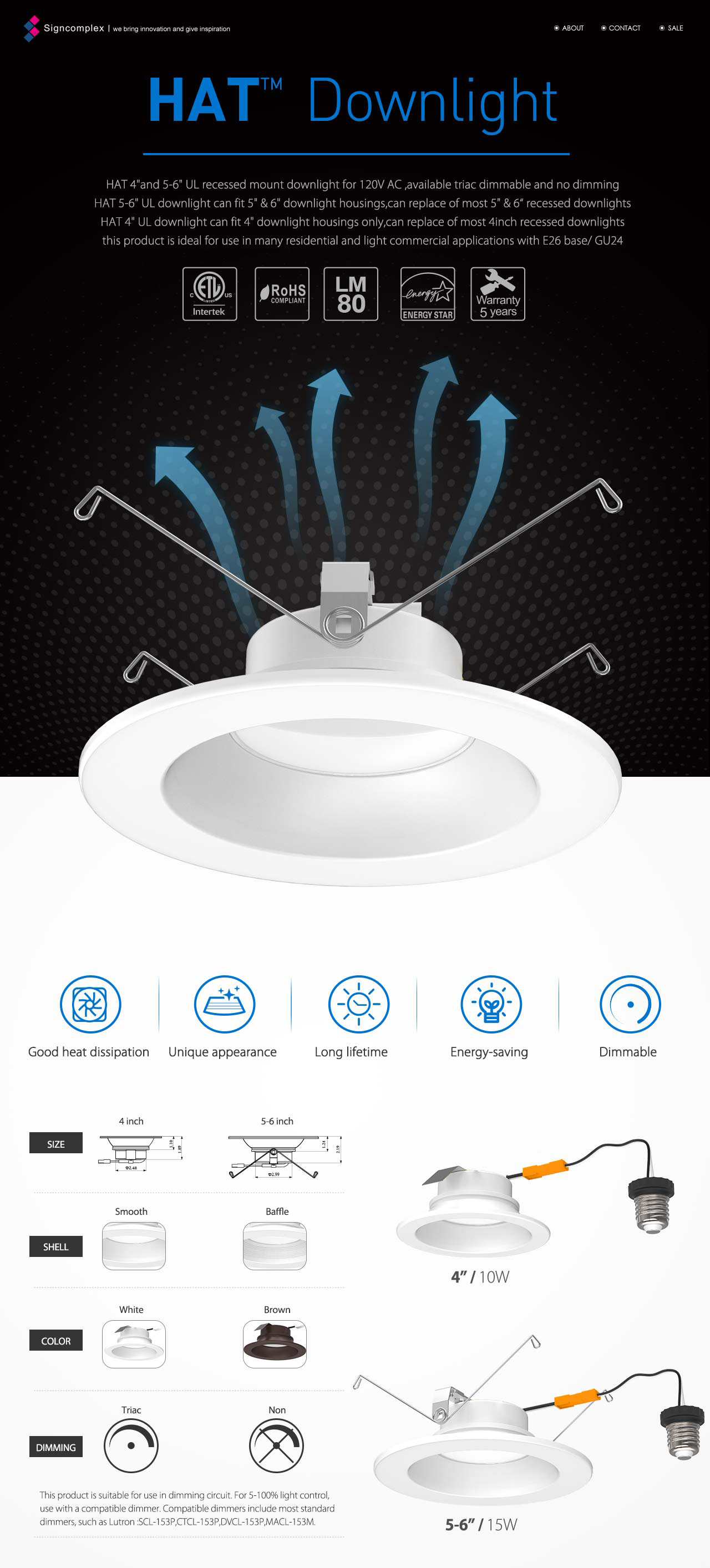 Residential and Commercial Lighting 10W 15 W Dimmable Led Recessed Downlight Led Retrofit