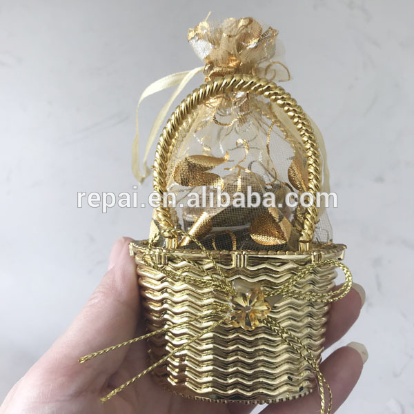 Baby shower favor gold gift bag with ribbon party favor