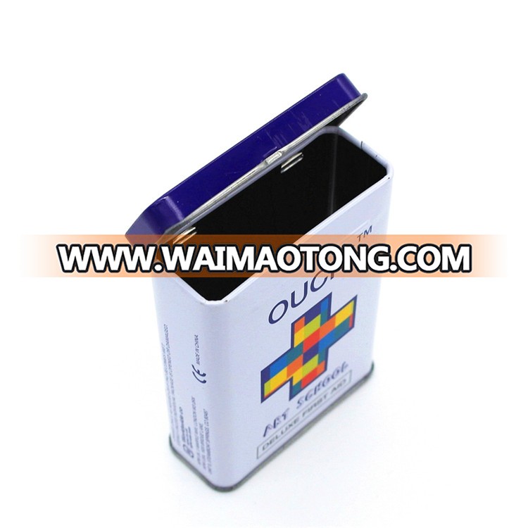 custom printed band-aid tin box with hinge lid