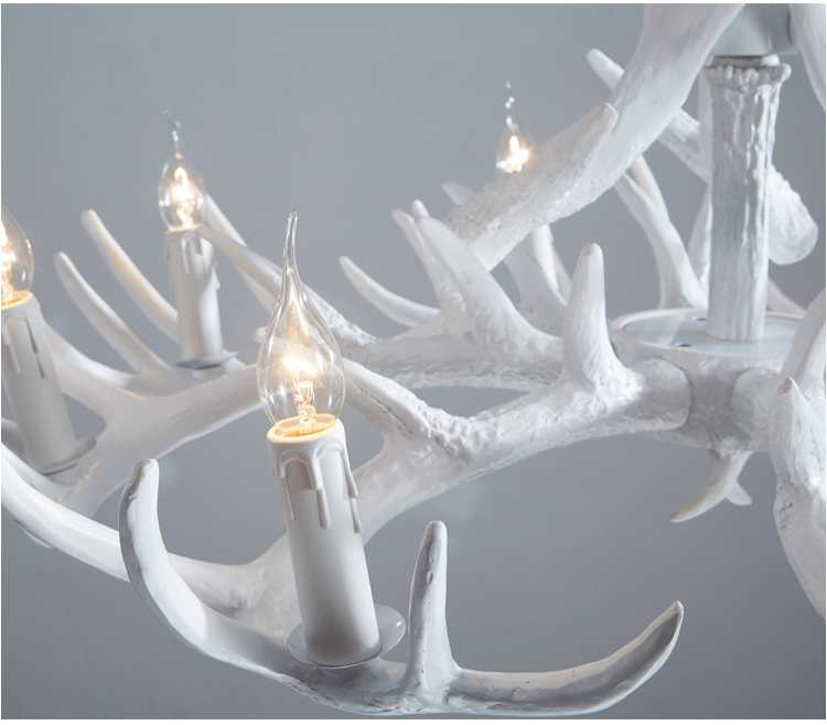 Living High Quality Natural Resin E14 Socket White Antler Chandelier