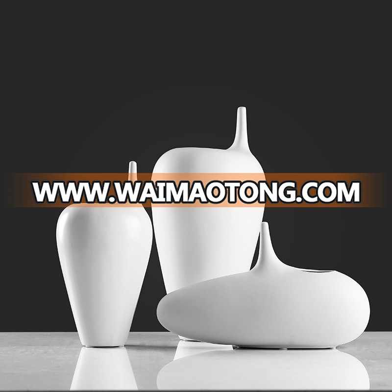 3 pieces a set home white porcelain decor vase with different design