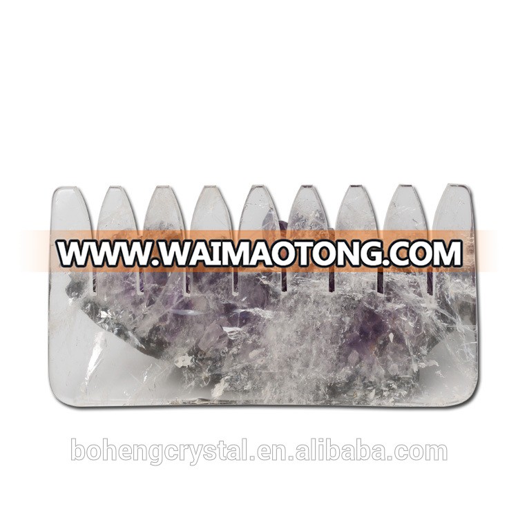 Crystal Hair Combs Wholesale Natural Hand Made Clear Quartz and Rose Quartz Crystal Hair Combs for healing