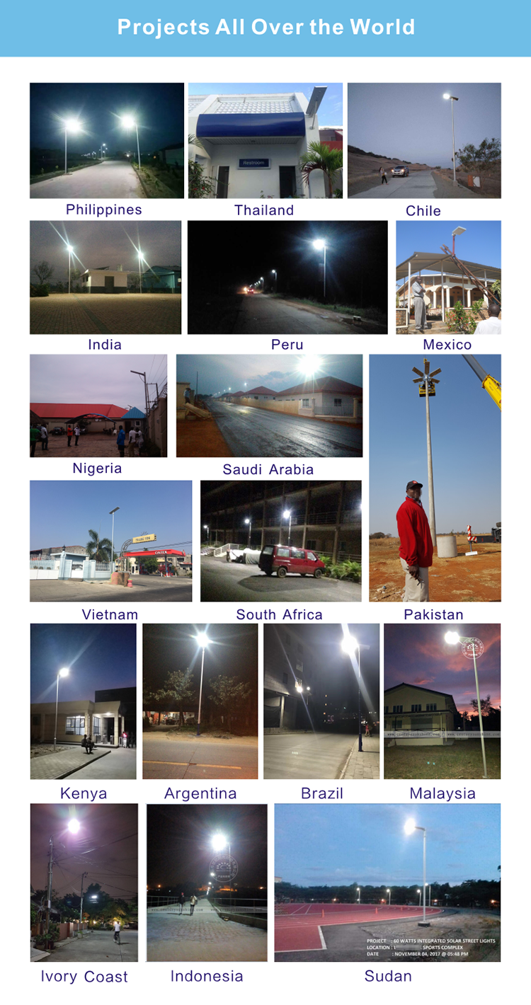 100W integrated solar led street light all in one solar street light with pole