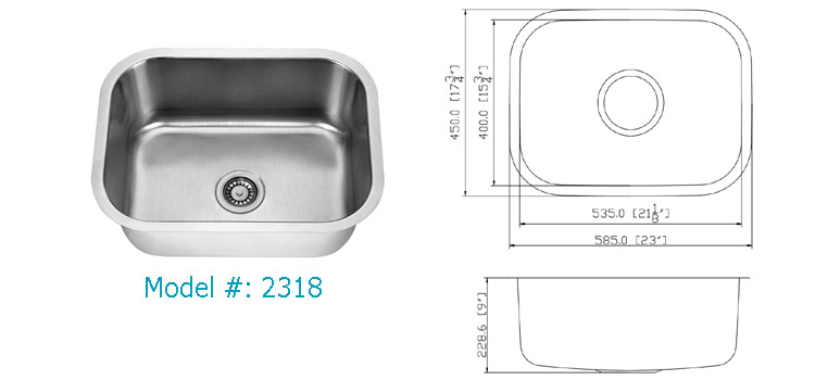 Deep drawn sink J3218, undermount stainless steel sink, Made in Malaysia, no Anti-dumping tariff