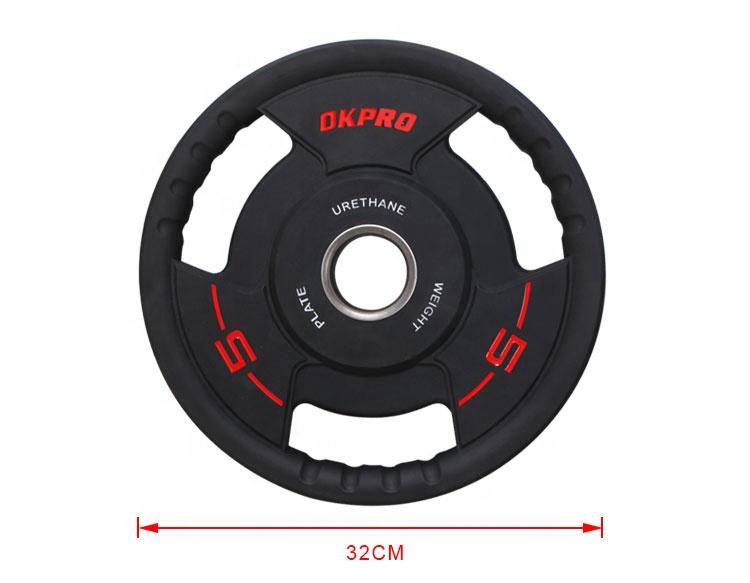 OKPRO Three Grip Handle PU Urethane Weightlifting Weight Plate