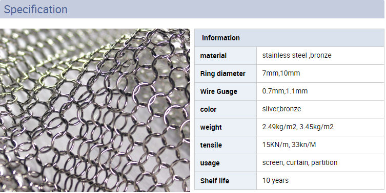 Stainless steel decorative metal chain braid ring mesh