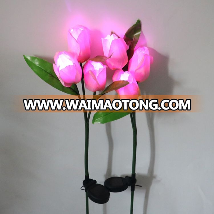 OEM supplier colorful color changing garden lamp decoration stake LED solar flower light