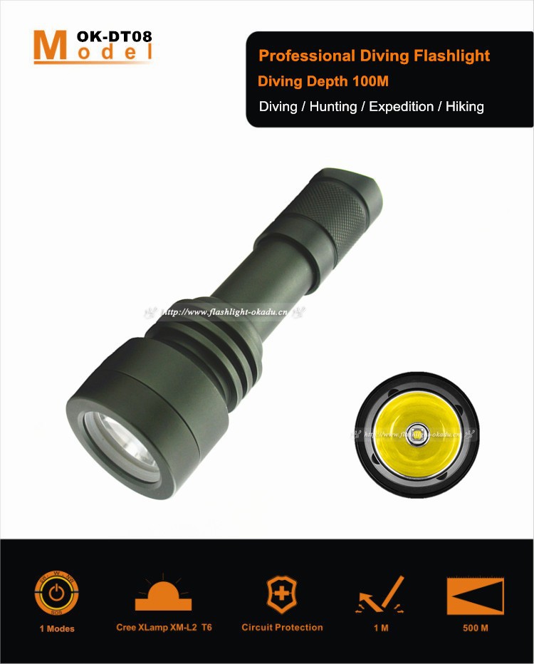 Waterproof 100m 18650 Rechargeable 1200 Lumen Powerful Diving Torch