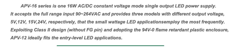 Meanwell 16W 24V Small And Compact Size APV-16-24 LED Power Supply