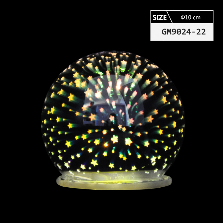 Large vintage led 3D glass christmas globe xmas gift ideas baubles with star patterns