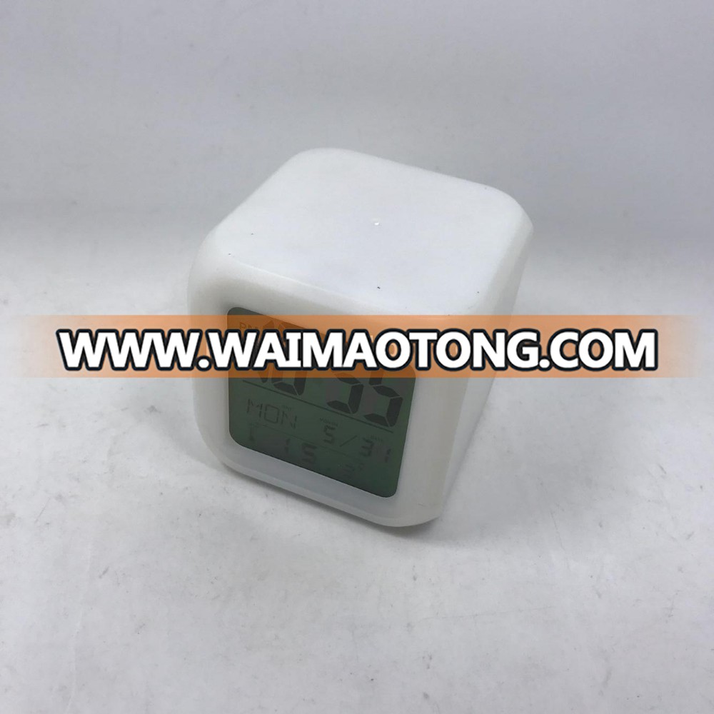 Mini Glowing LED Color Change Pretty Digital Cube Alarm Clock