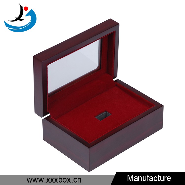 Deluxe red wood championship ring display storage case