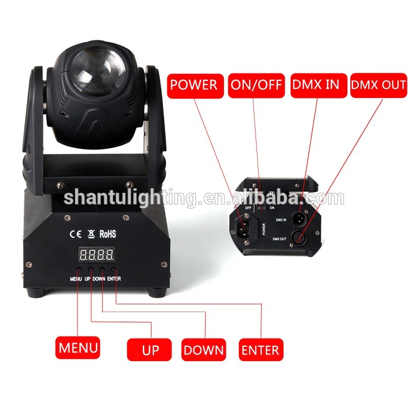 Mini 10W sharpy RGB 3 in 1 beam moving head light