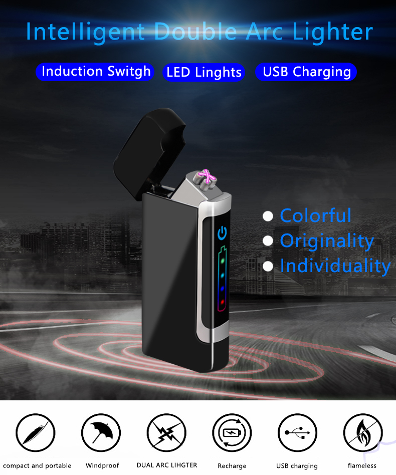 Wholesale Smart Touch Sensor Lighter, Colorful charging LED USB Rechargeable Plasma Touch Sensor Lighter