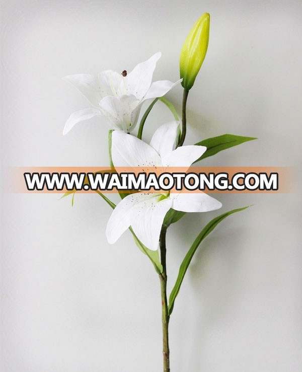 3 heads latex artificial lily flower for wedding decoration