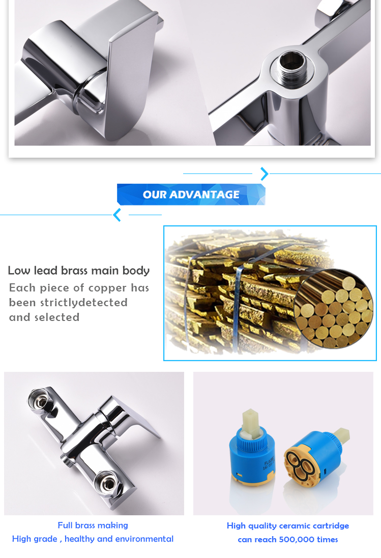 New design wall mounted brass shower mixer for sale