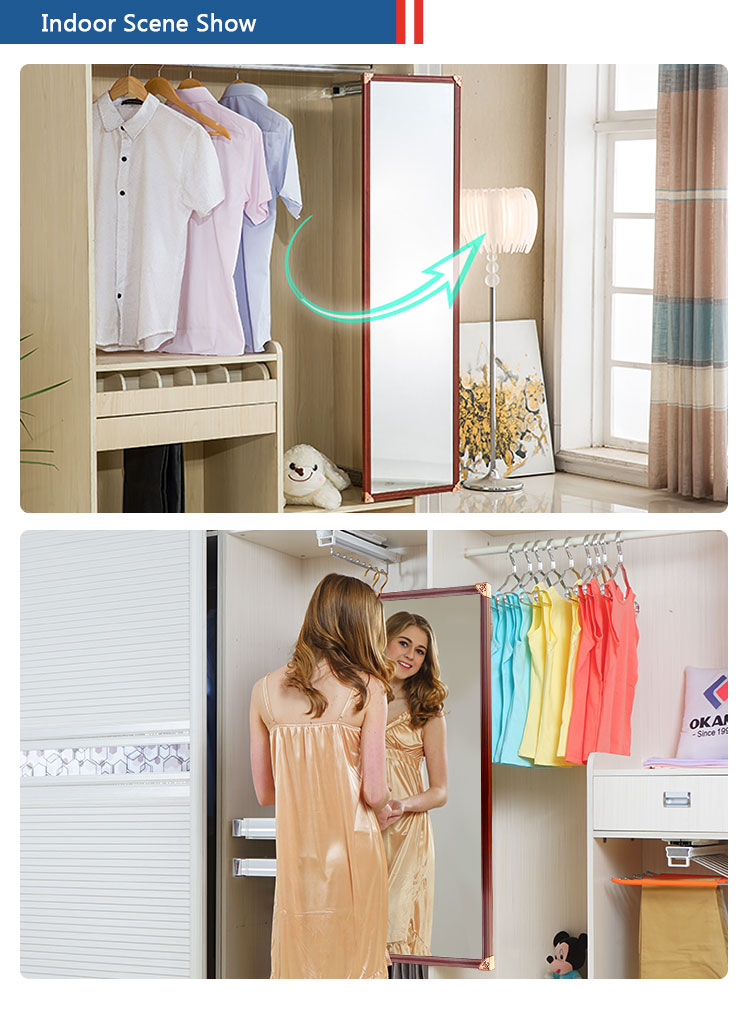 For Bedroom Full-Length Mirrors Safety Colors Bevelling Pull Out Dressing Wardrobe Mirror