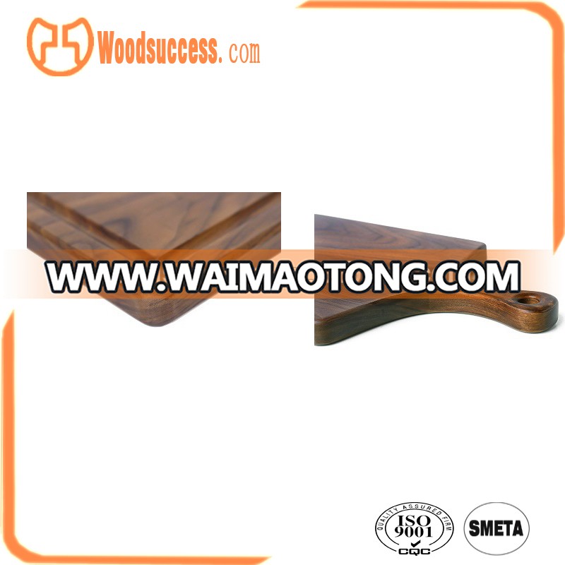 long handle black walnut antimicrobial cutting board