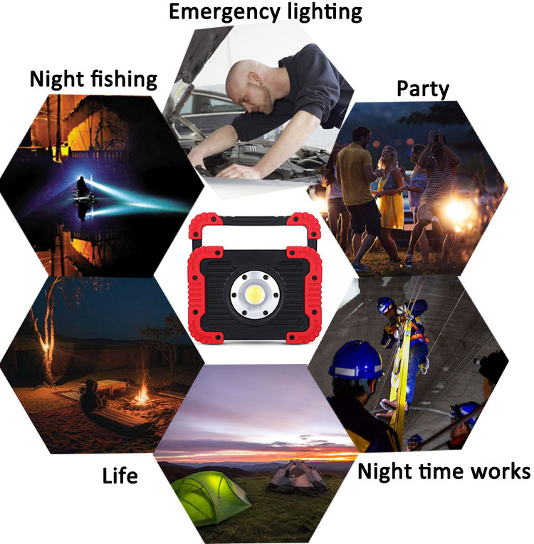 Waterproof 18650 Battery Powered USB Super Bright Flood Cordless 10w Portable Rechargeable cob led Work Light With Stand