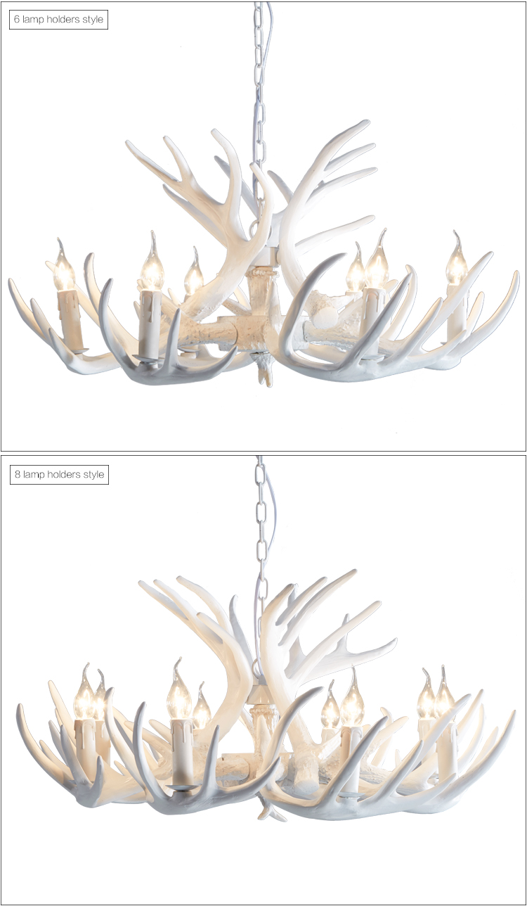 Living High Quality Natural Resin E14 Socket White Antler Chandelier