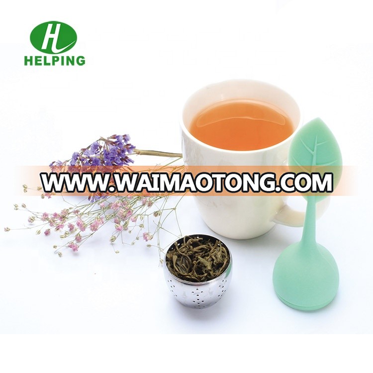 Hot sale fine hole Silicone Leaf Tea Infuser with silicone drip