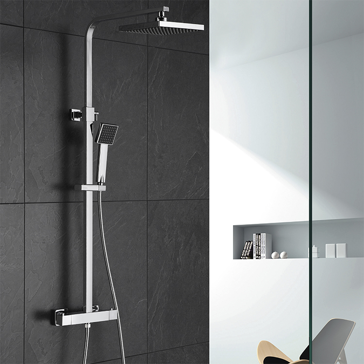 European italian style square bathroom bath exposed thermostatic chrome brass shower faucet mixer tap taps kits