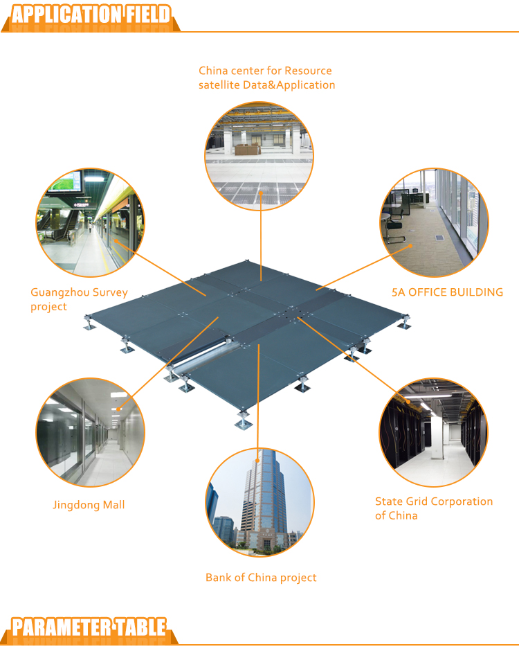 OA-600Bare anti-finish steel net work raised access floor for office block