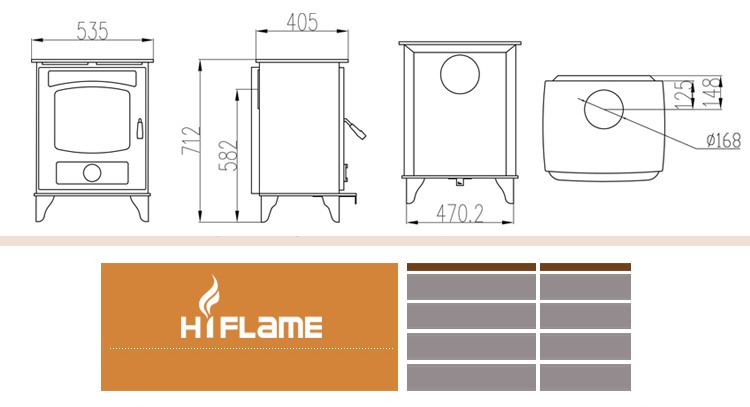 Hot Sale Hiflame GR908 high quality Steel plate wood burning fireplace stove with log stand