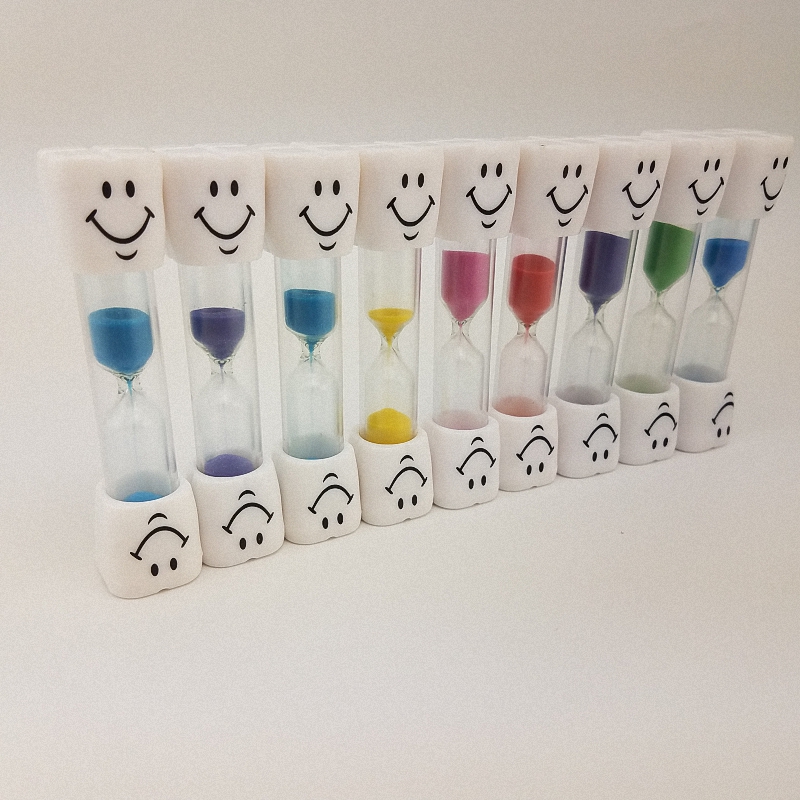 1min and 3 min plastic smiling face tooth sand timer for kids