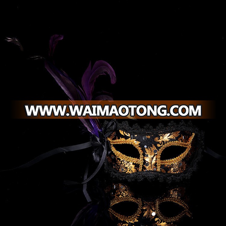 PoeticExst Women half face masquerade mask fashion mardi gras feather masks