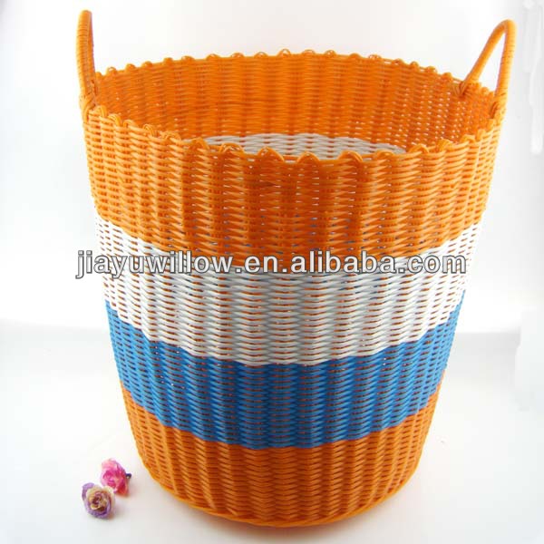 Wholesale cheap woven plastic wicker laundry basket