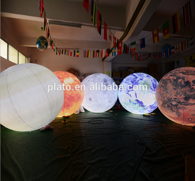 Advertising big inflatable globe moon balloon with led for event