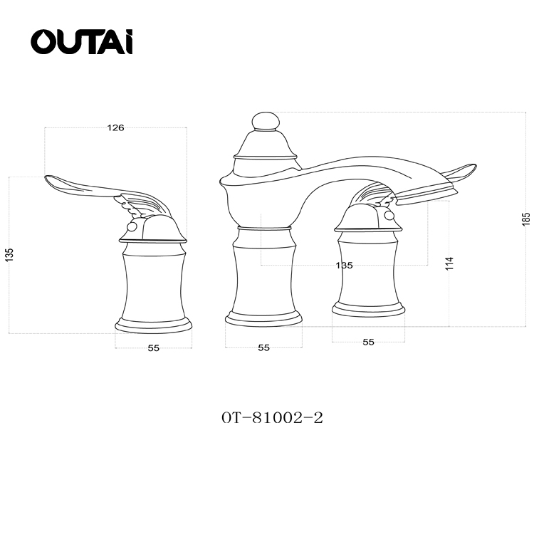 Sanitary wares deck mounted 3 holes dual handles sink basin mixer faucet