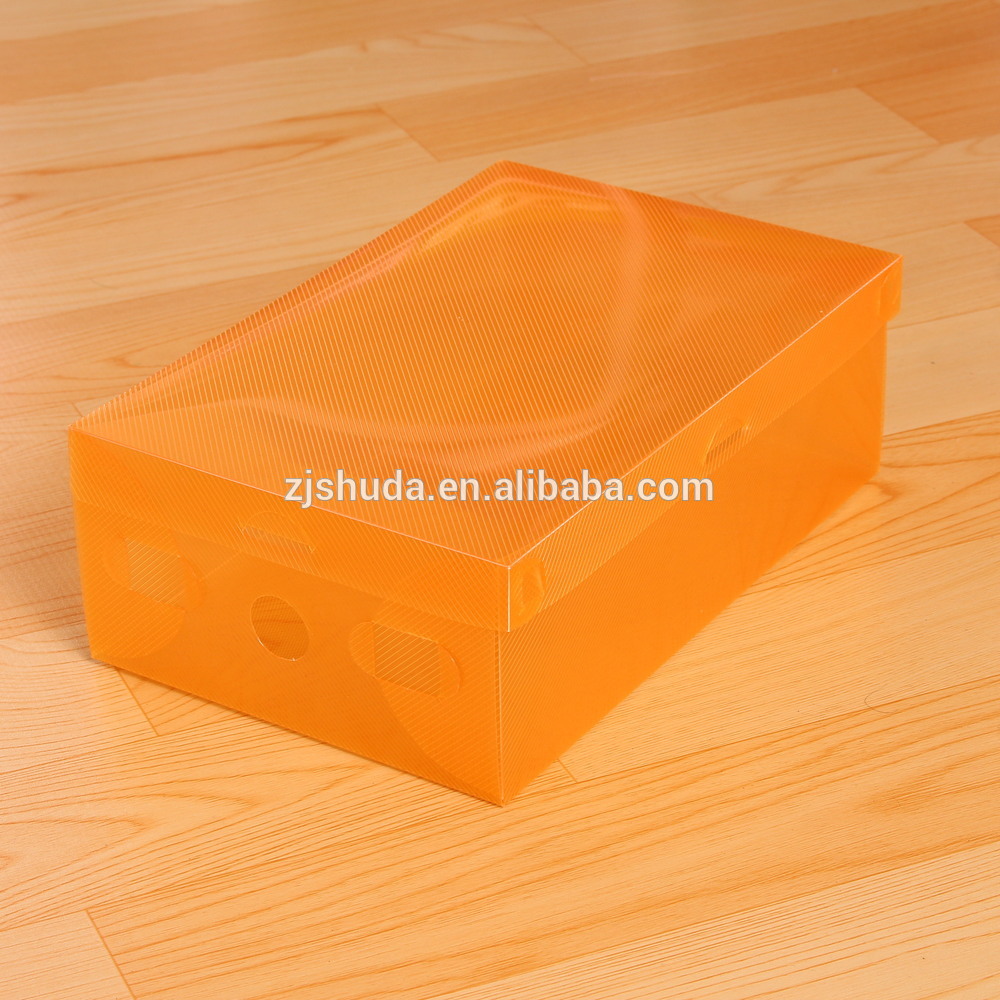 Clear white plastic shoe storage box with drawer/pp shoe box