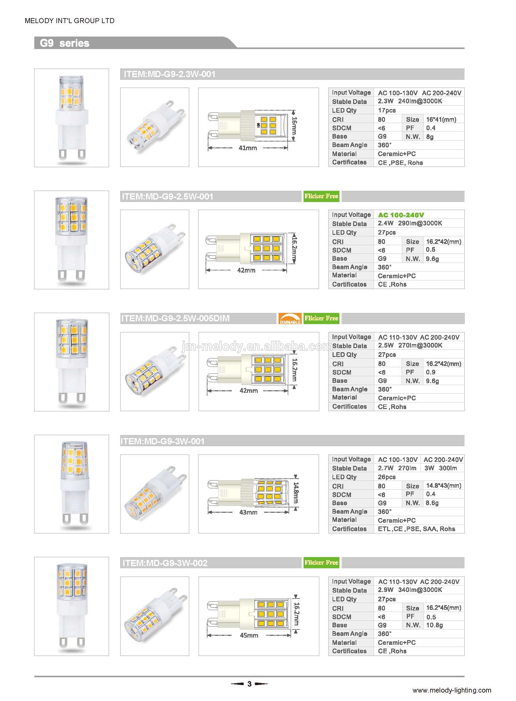 5W G9 LED bulb Ceramic T27 G9 LED bulb dimmable LED corn light lamp bulb flicker free No flicker non Strobe E11 E12 E14 E27 E17