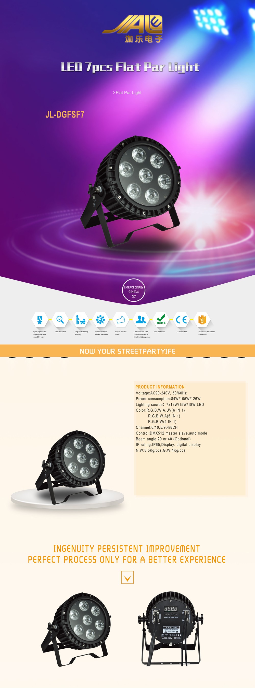 LED 7pcs mini Flat Par Light