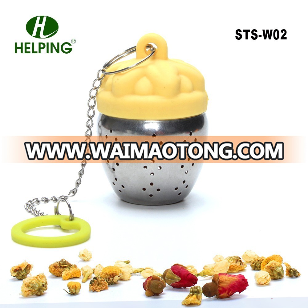 Silicone tea strainer stainless steel tea filter new design silicone tea infuser with chain