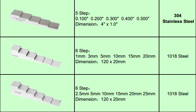 OEM 5 Step Steel Pipe Test Calibration Blocks in mm / inch