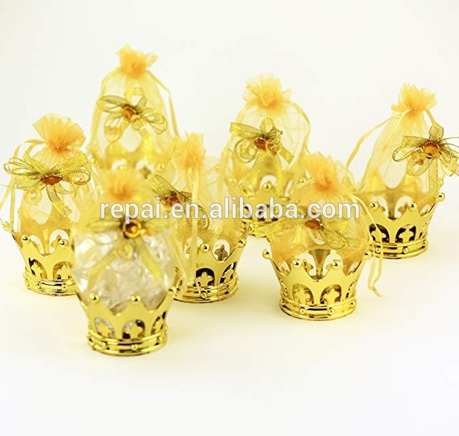 Party favor plastic golden crown gift box baby shower favor