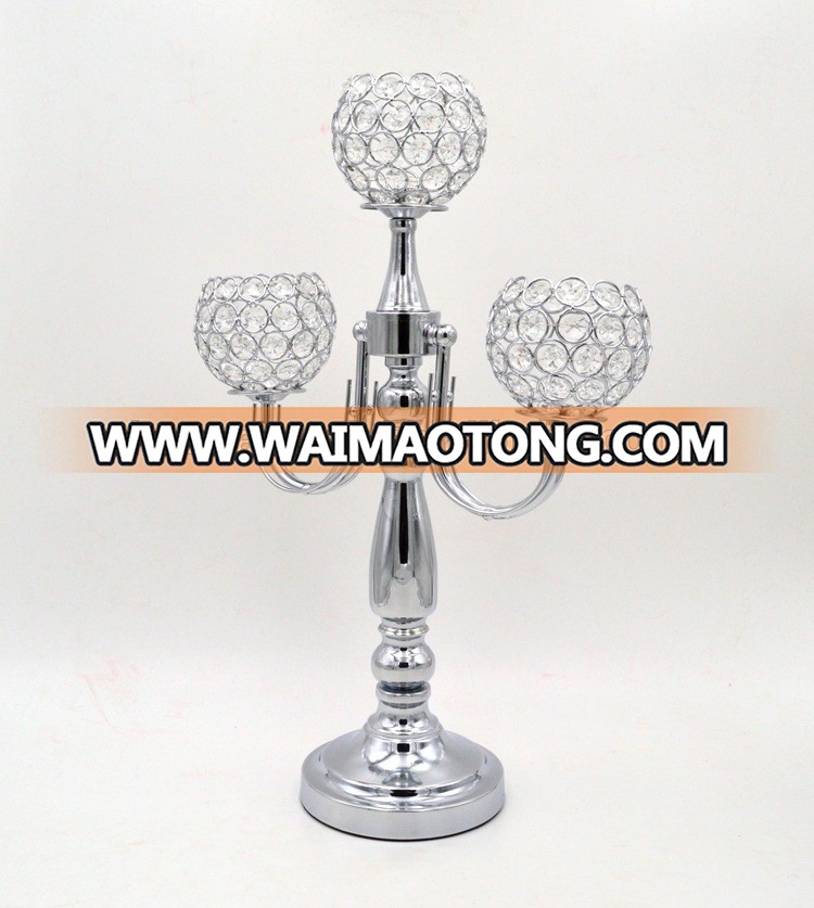 High quality 3 arms glass candelabra weddings for sale cheap price metal candelabra centerpiece