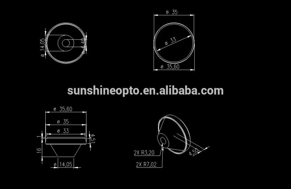 1W 3W 60 Degree Narrow Beam LED Lens For Spot Light Outdoor