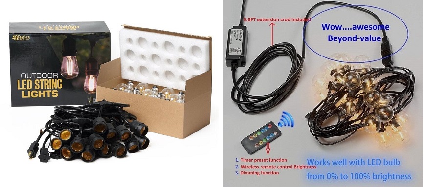 240W 120V ETL certified wireless remote control Dimmer with extension cord for all kinds of outdoor patio string light