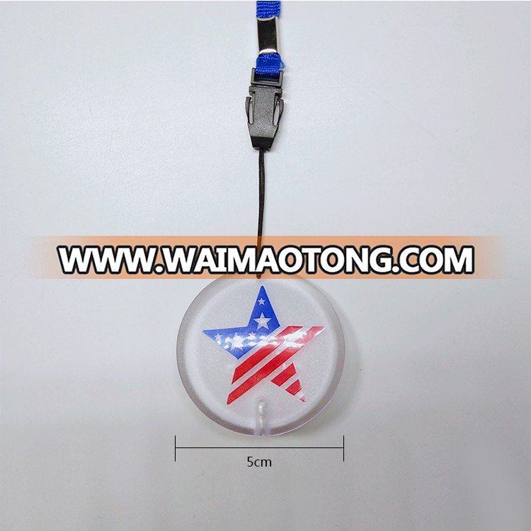 Customized logo plastic led pin badge with lanyard