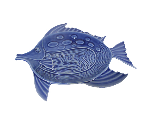 New Design fish shape Blue Ceramic Snack Plate