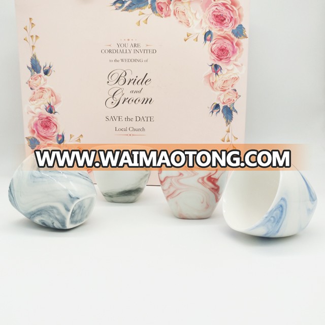 wholesale custom cup marble ceramic candle jar 160ml